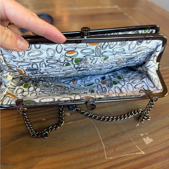 Hobo International Leanne clutch crossbody bag Purse/Wallet Blue Patent Leather - Picture 11 of 17